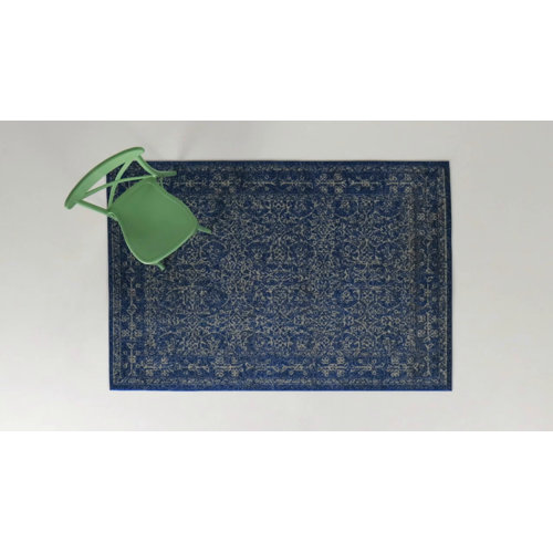 Mercury Row® Utterback Oriental Dark Blue/White Area Rug & Reviews